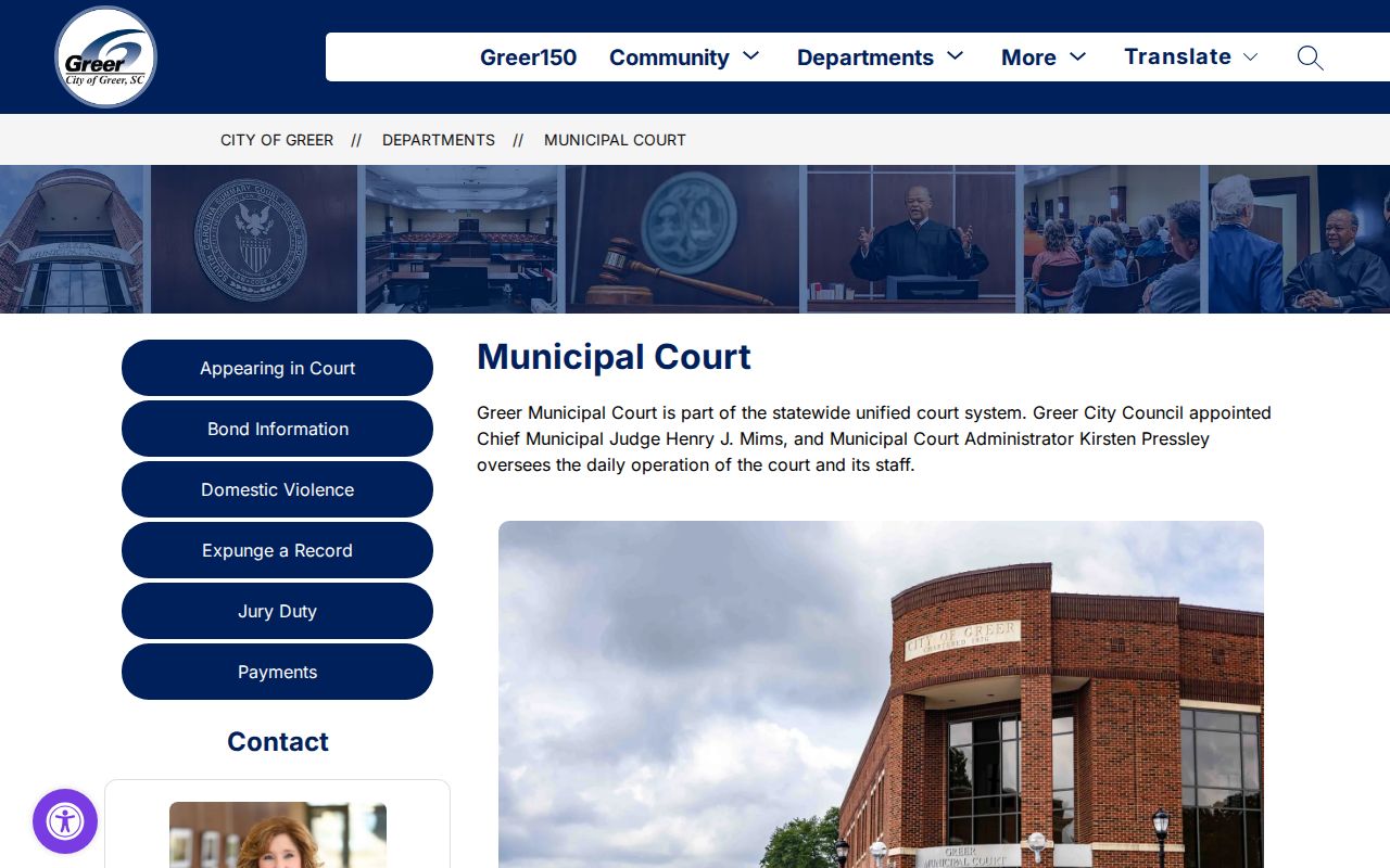 Spartanburg County Greer warrant records, official Greer Municipal Court page