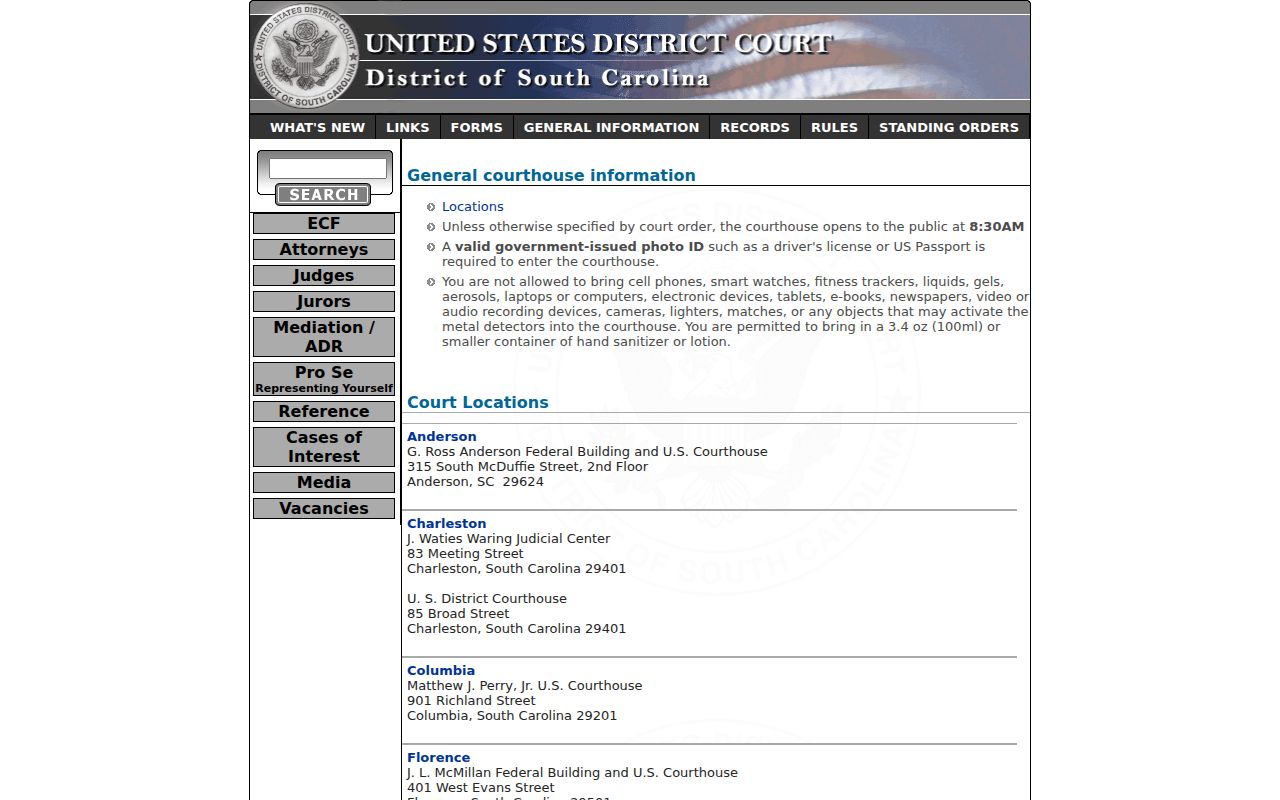 Spartanburg County most wanted information, federal court locations in Spartanburg and Greenville